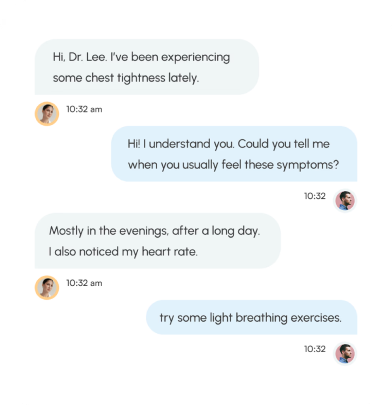 Health chat interface